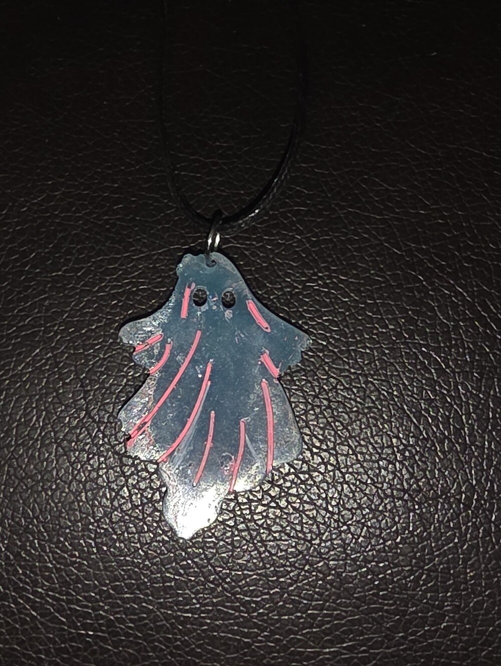 Halloween Resin Ghost Necklace On 18" Cord Necklace